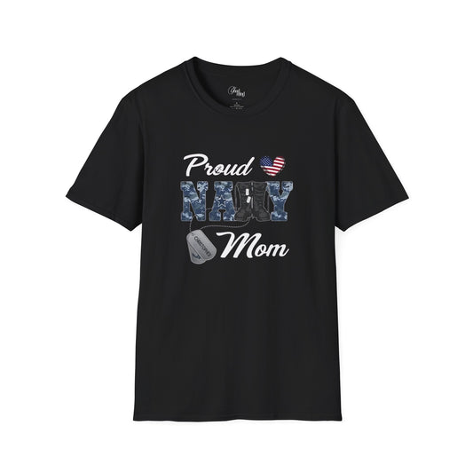 Proud Navy Mom Customized Tee Unisex Softstyle T-Shirt