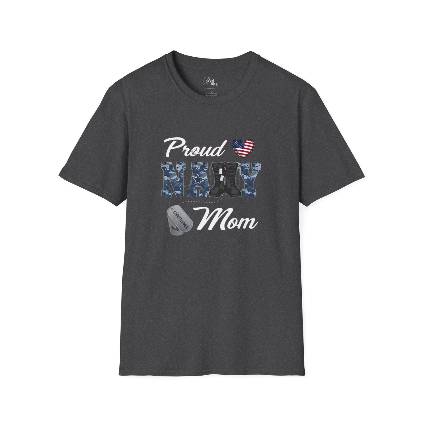 Proud Navy Mom Customized Tee Unisex Softstyle T-Shirt