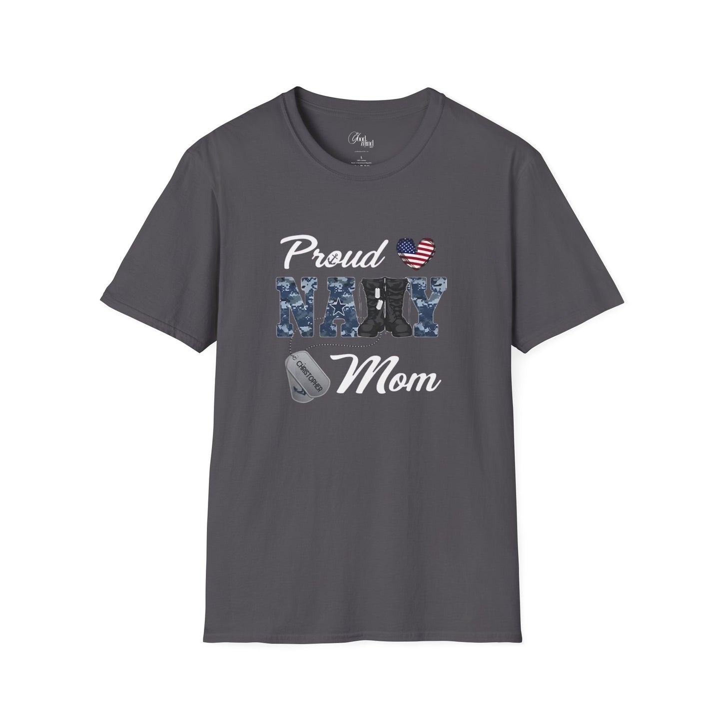 Proud Navy Mom Customized Tee Unisex Softstyle T-Shirt