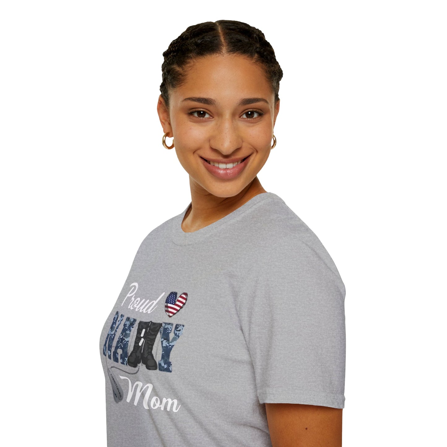 Proud Navy Mom Customized Tee Unisex Softstyle T-Shirt