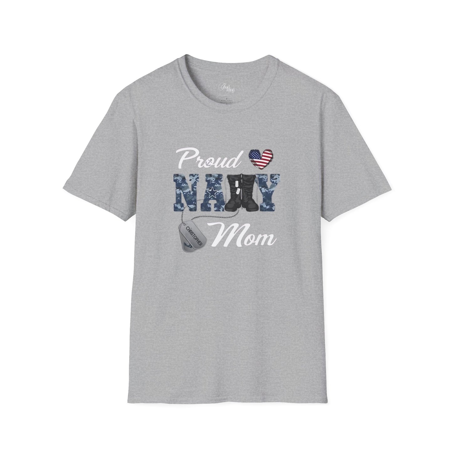 Proud Navy Mom Customized Tee Unisex Softstyle T-Shirt