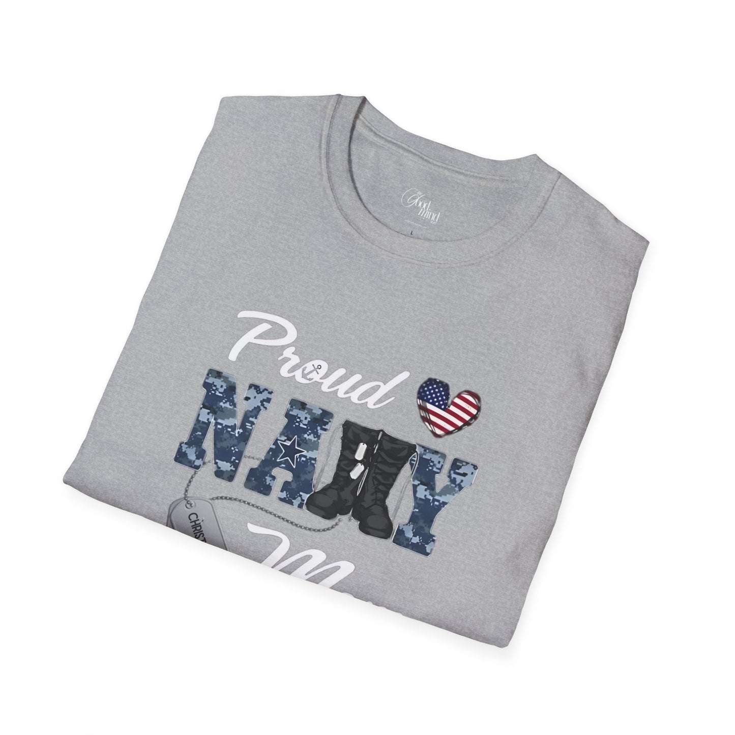 Proud Navy Mom Customized Tee Unisex Softstyle T-Shirt