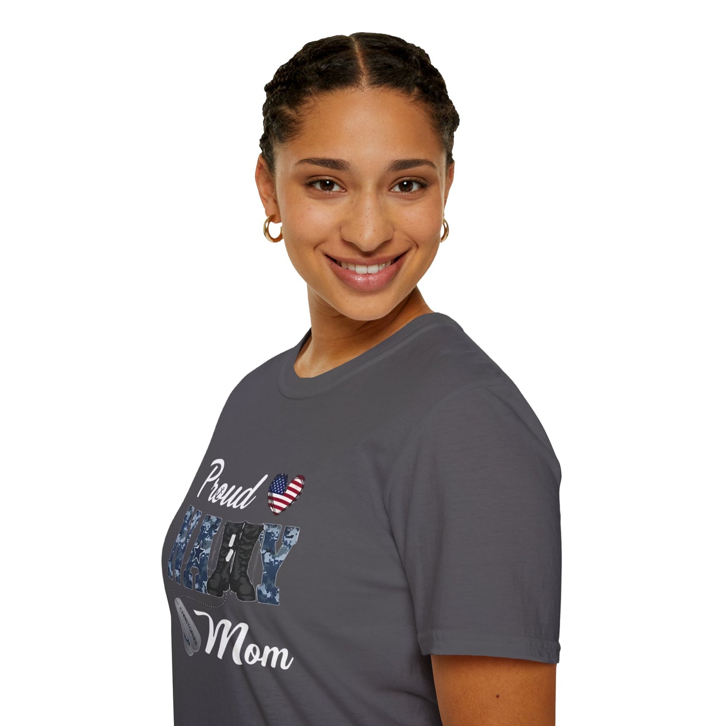 Proud Navy Mom Customized Tee Unisex Softstyle T-Shirt